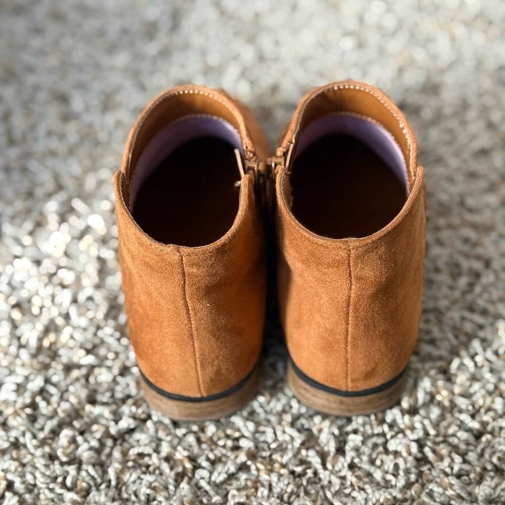 Kids Suede Ankle Booties in Tan - Picture 6 of 7